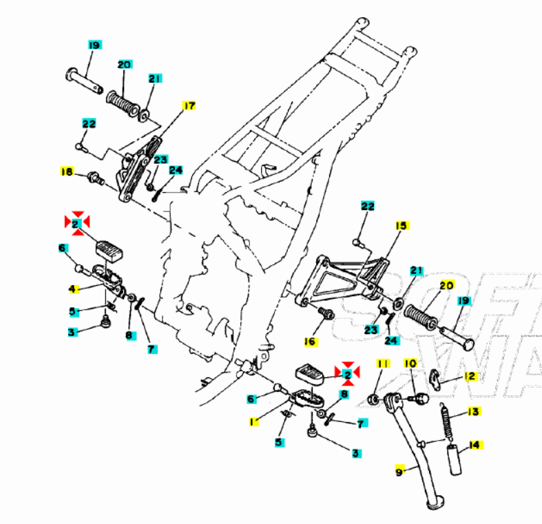 Gomma copertura pedana poggiapiedi pilota