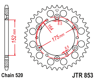 Corona 44 denti acciaio jt