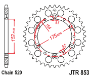 Corona 47 denti acciaio jt